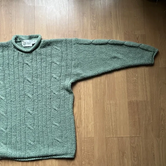 Vintage Jessie light green knit sweater with rolled collar - Size 36 - Picture 9 of 11